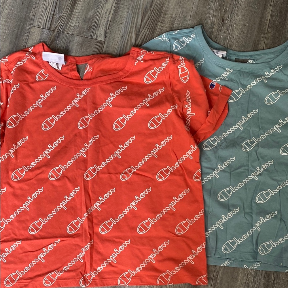 Champion Orange Blue Short Sleeve Tees